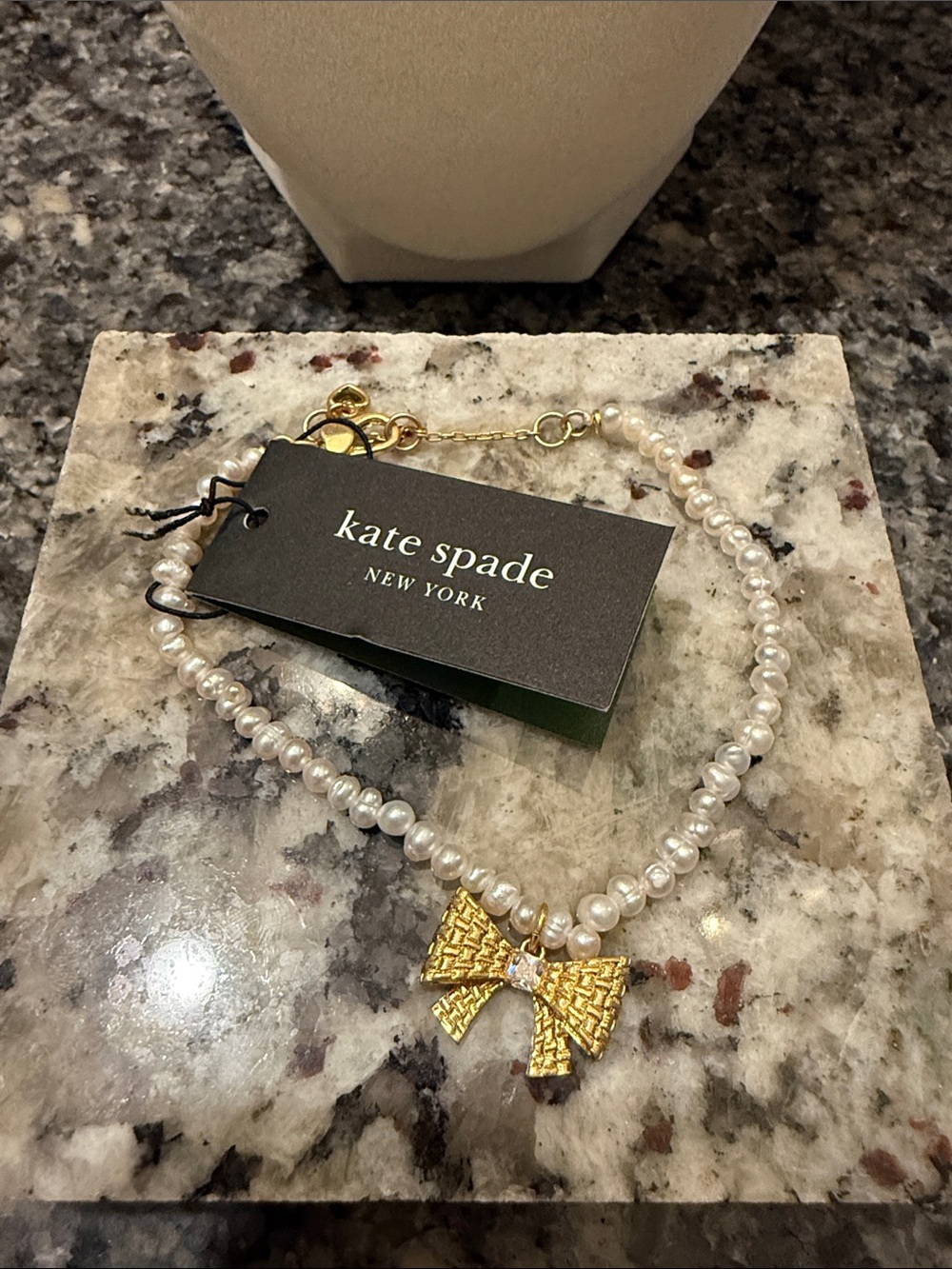 kate spade Pearl Choker with Gold Bow Charm